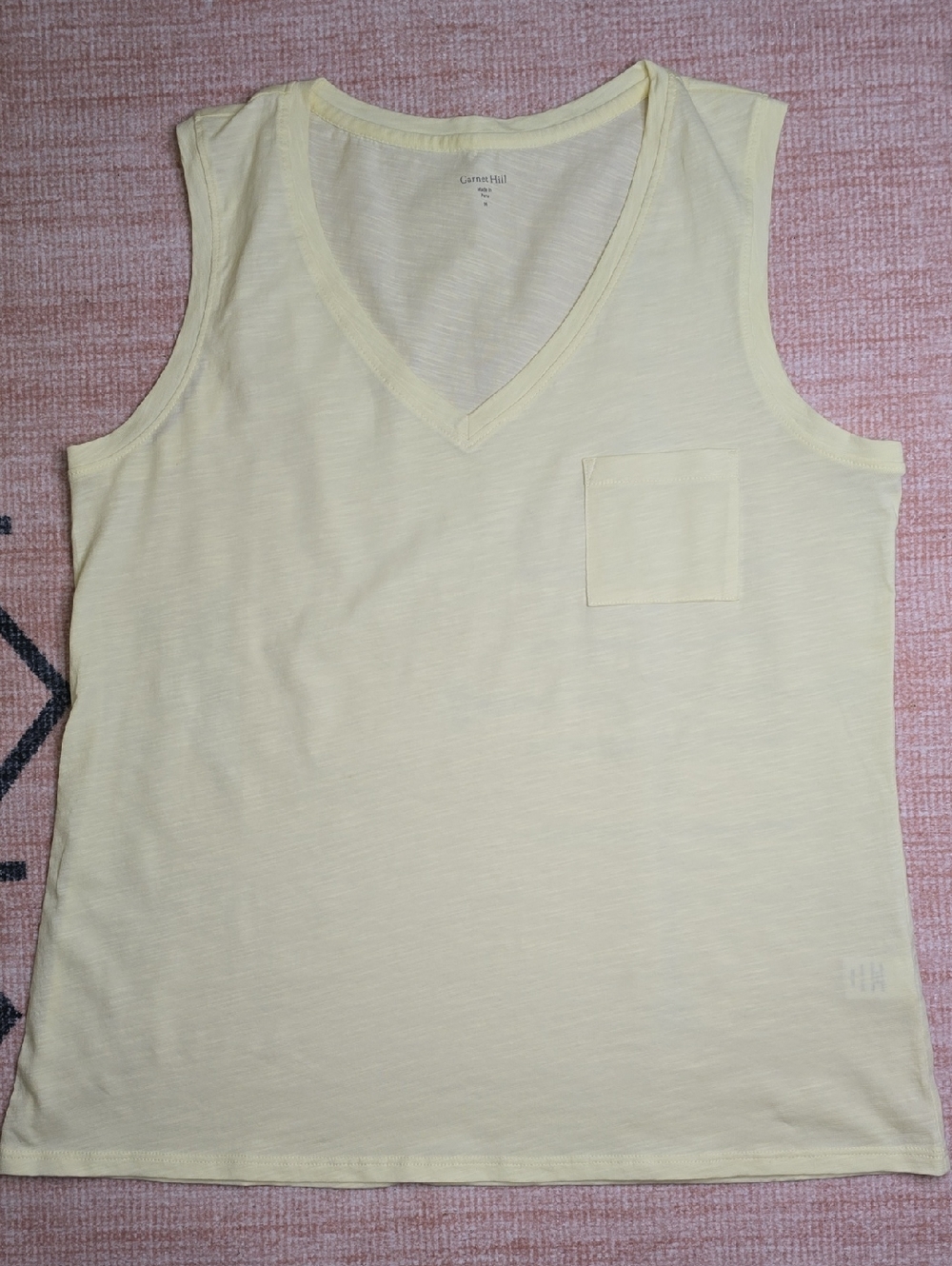 Garnet Hill Pale Yellow Slub V-Neck Tank